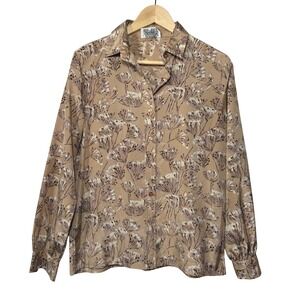 Hooper Associates | Womens Vintage Floral Print Button‎ Up Long Sleeve Shirt